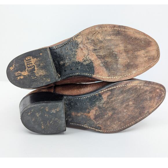 Vintage Brown Leather Cowboy Boots Men's Size 10 D Made in USA - Picture 6 of 9